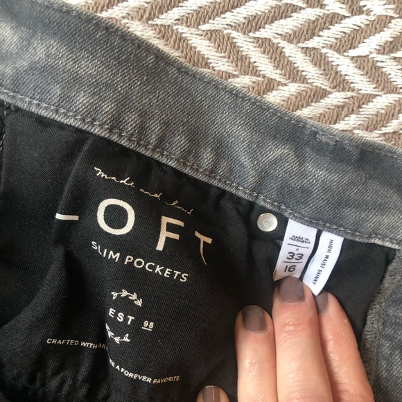 LOFT 16/33 Grey High Waist Button Fly Skinny - Picture 3 of 3